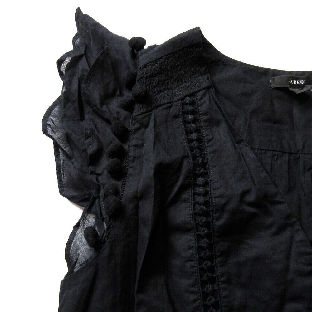 NWT J.Crew Pom-pom Midi in Black Cotton Voile Tiered Dress 6 $128 - Picture 6 of 9